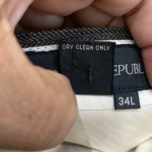 BANANA REPUBLIC Men’s Baggy Pants Dress Sz 34L Wool 5Pockets Plated w/Suspenders - Picture 7 of 7